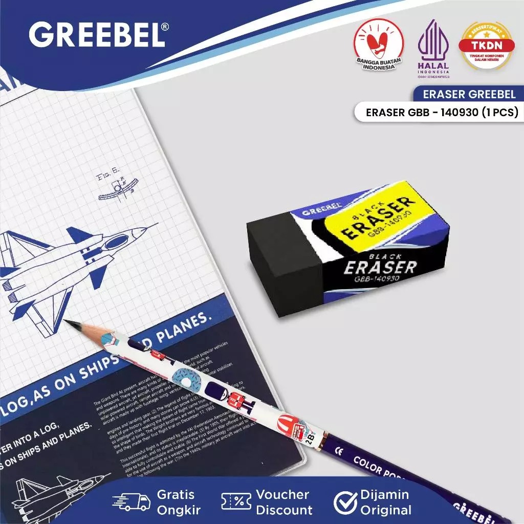 GREEBEL Pencil Eraser - (GBB-140930) Penghapus Pensil Bahan Karet