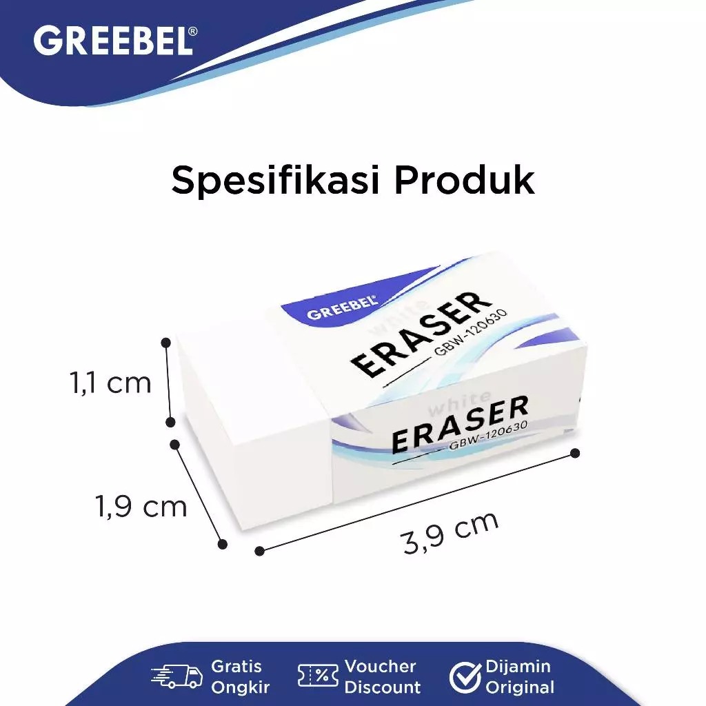 GREEBEL Pencil Eraser - (GBW-120630) Penghapus Pensil Bahan Karet