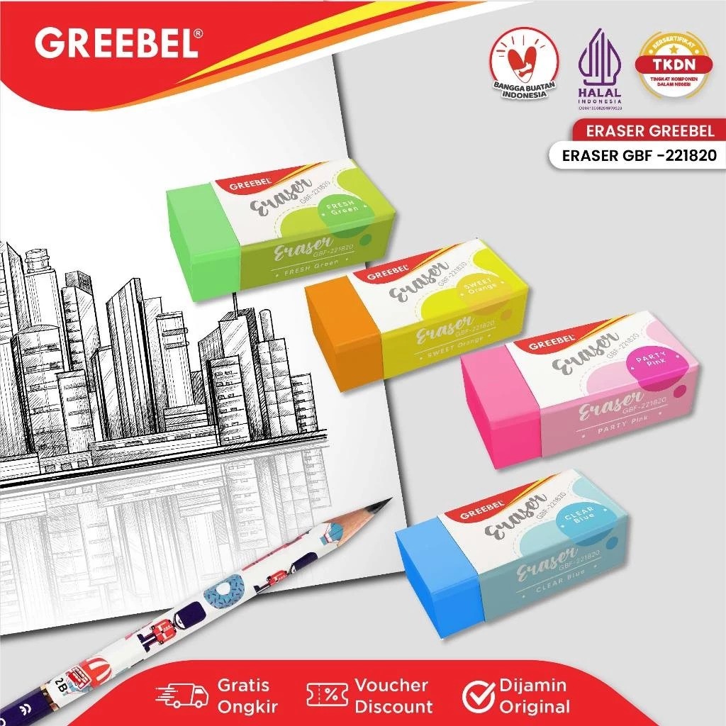GREEBEL Pencil Eraser - (GBF-221820 ) Penghapus Pensil Bahan Karet