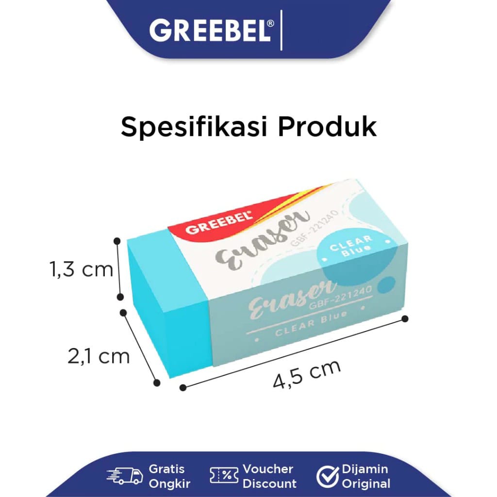 GREEBEL Pencil Eraser - (GBF-221820 ) Penghapus Pensil Bahan Karet