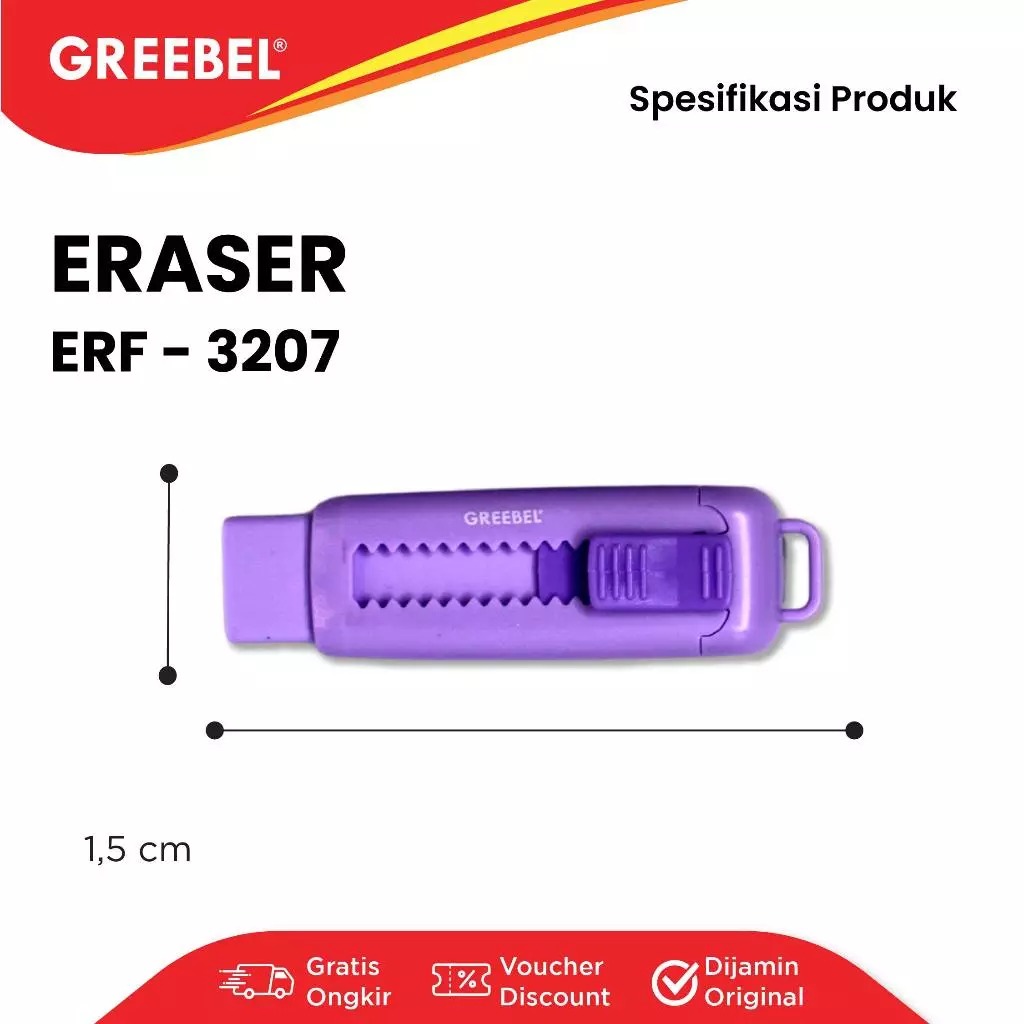 GREEBEL Mechanical Pencil Eraser - (ERF-3207 + Refill) Penghapus Pensil Mekanik