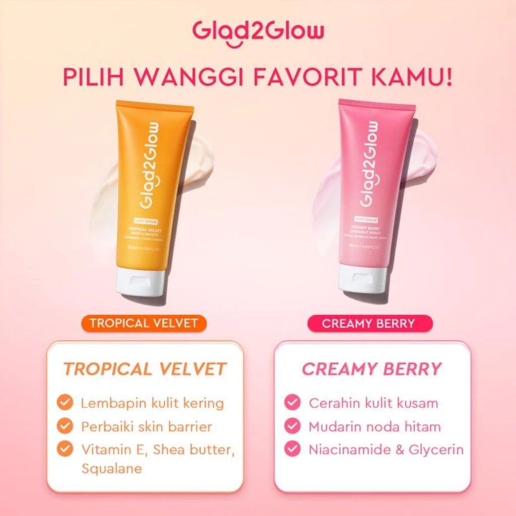 Glad 2 Glow Body Serum - Creamy Berry Overnight Bright 180ml