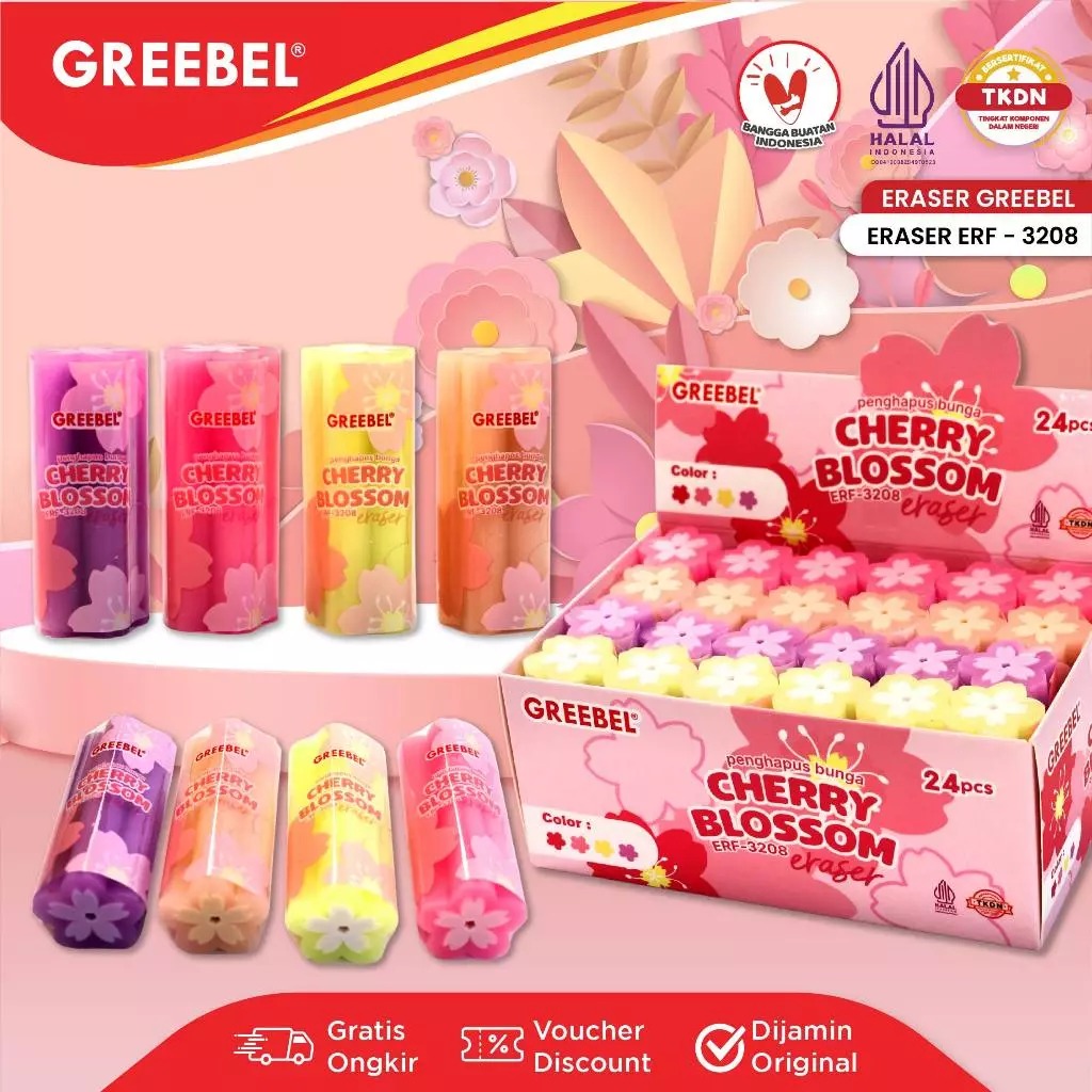 GREEBEL Fruity Pencil Eraser - (ERF-3208) Penghapus Pensil Karakter Buah