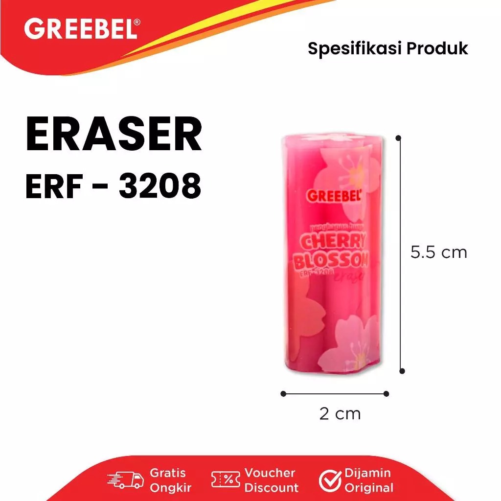 GREEBEL Fruity Pencil Eraser - (ERF-3208) Penghapus Pensil Karakter Buah