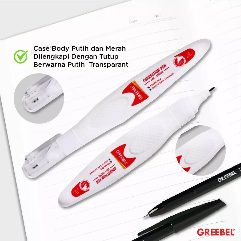 GREEBEL Correction Pen - (GBC-120702) Tip-Ex Cair Koreksi Tulisan & Cepat Kering