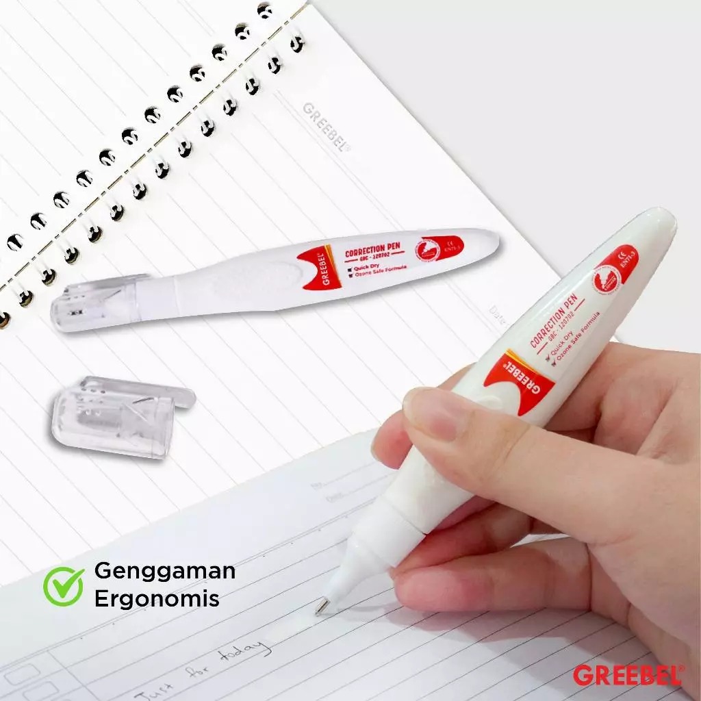 GREEBEL Correction Pen - (GBC-120702) Tip-Ex Cair Koreksi Tulisan & Cepat Kering