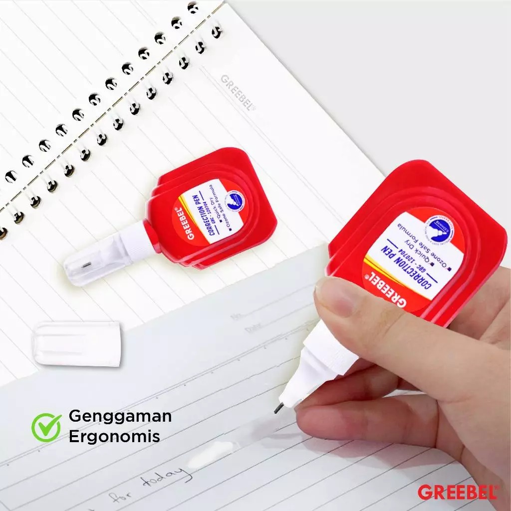GREEBEL Correction Pen - (GBC-120704) Tip-Ex Cair Koreksi Tulisan & Cepat Kering