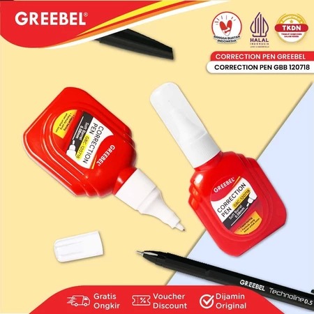 GREEBEL Correction Pen - (GBC-120718) Tip-Ex Cair Koreksi Tulisan & Cepat Kering GREEBEL Correction Pen - (GBC-120718) Tip-Ex Cair Koreksi Tulisan & Cepat Kering