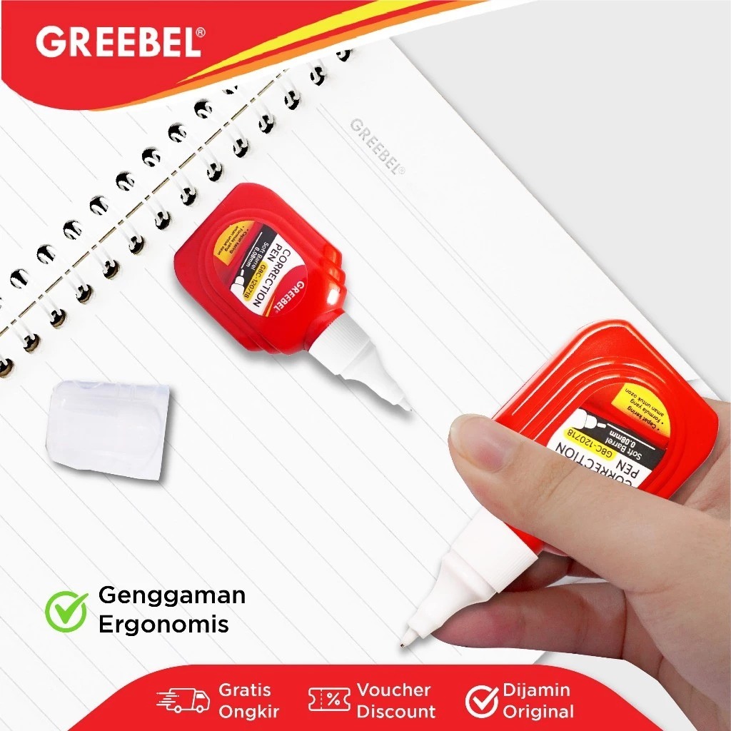 GREEBEL Correction Pen - (GBC-120718) Tip-Ex Cair Koreksi Tulisan & Cepat Kering