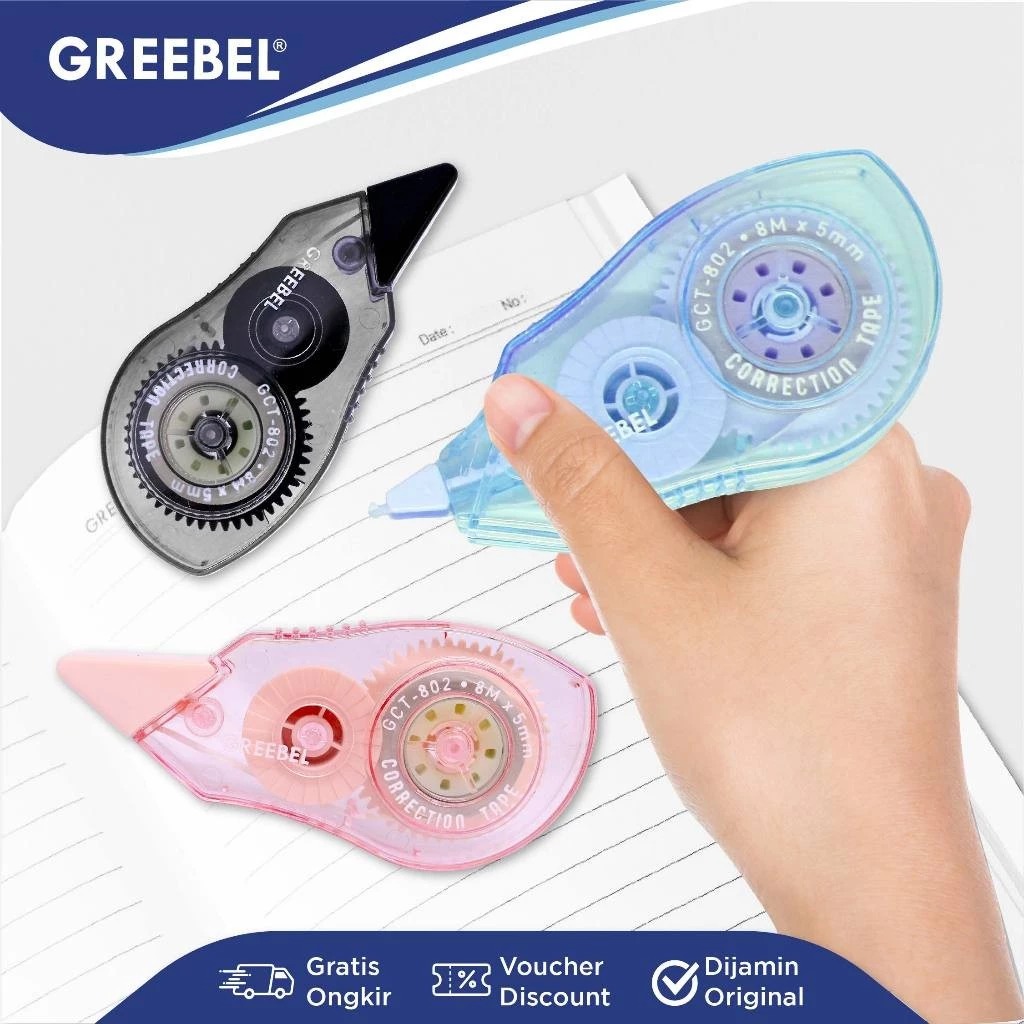 GREEBEL Correction Tape - (GCT-802) Tip-Ex Kertas Praktis & Mudah Digunakan