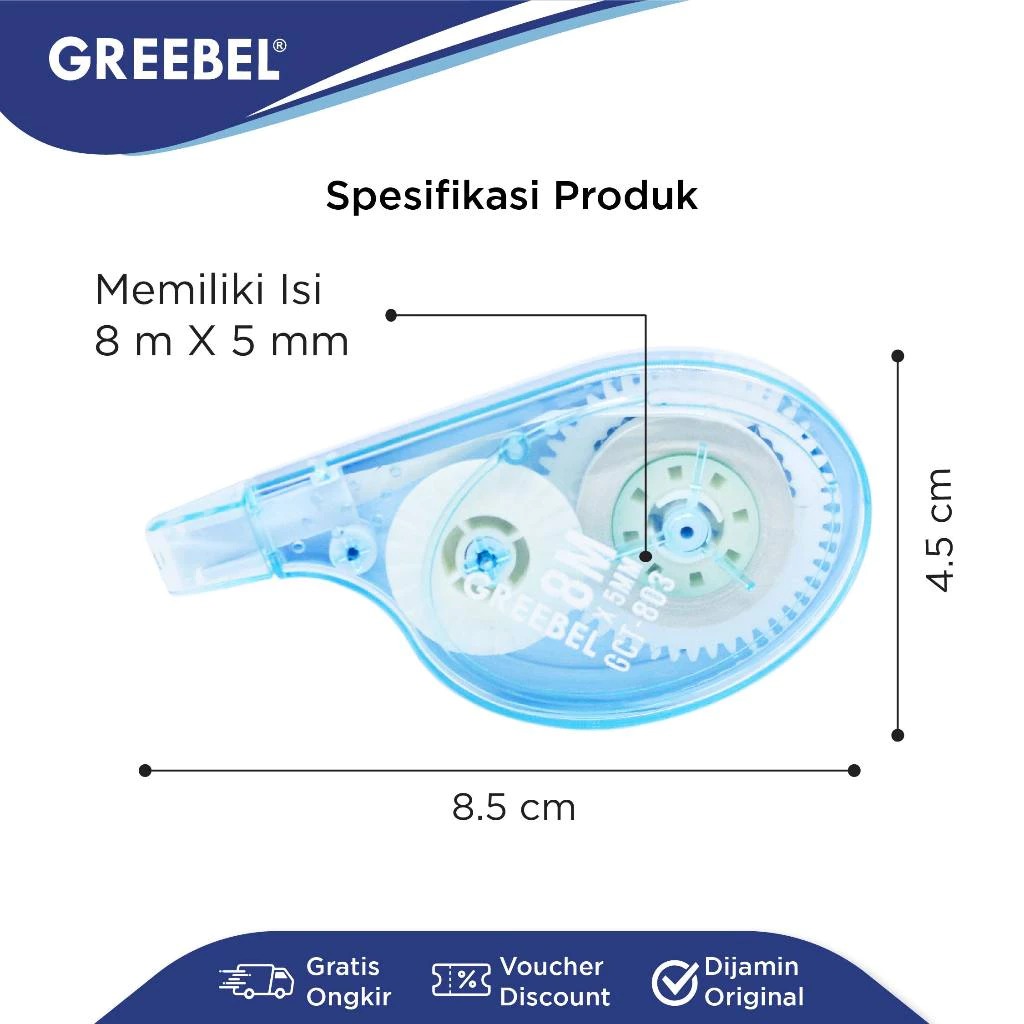 GREEBEL Correction Tape - (GCT-803) Tip-Ex Kertas Praktis & Mudah Digunakan