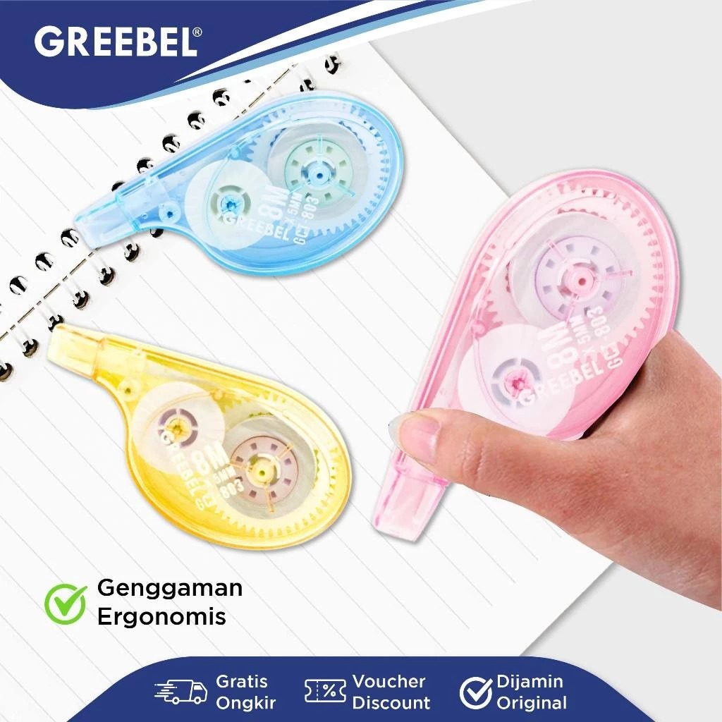 GREEBEL Correction Tape - (GCT-803) Tip-Ex Kertas Praktis & Mudah Digunakan