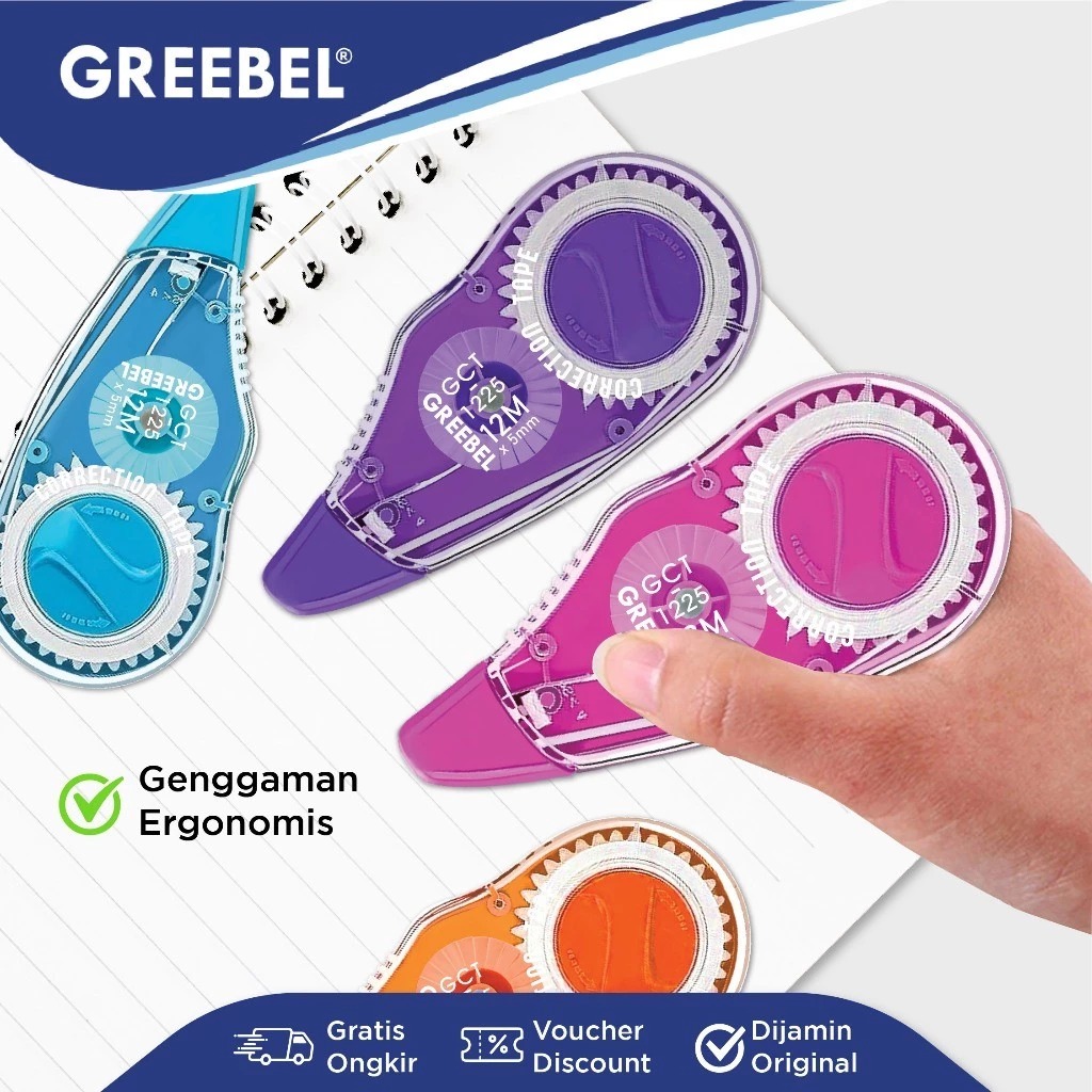 GREEBEL Correction Tape - (GCT-1225) Tip-Ex Kertas Praktis & Mudah Digunakan