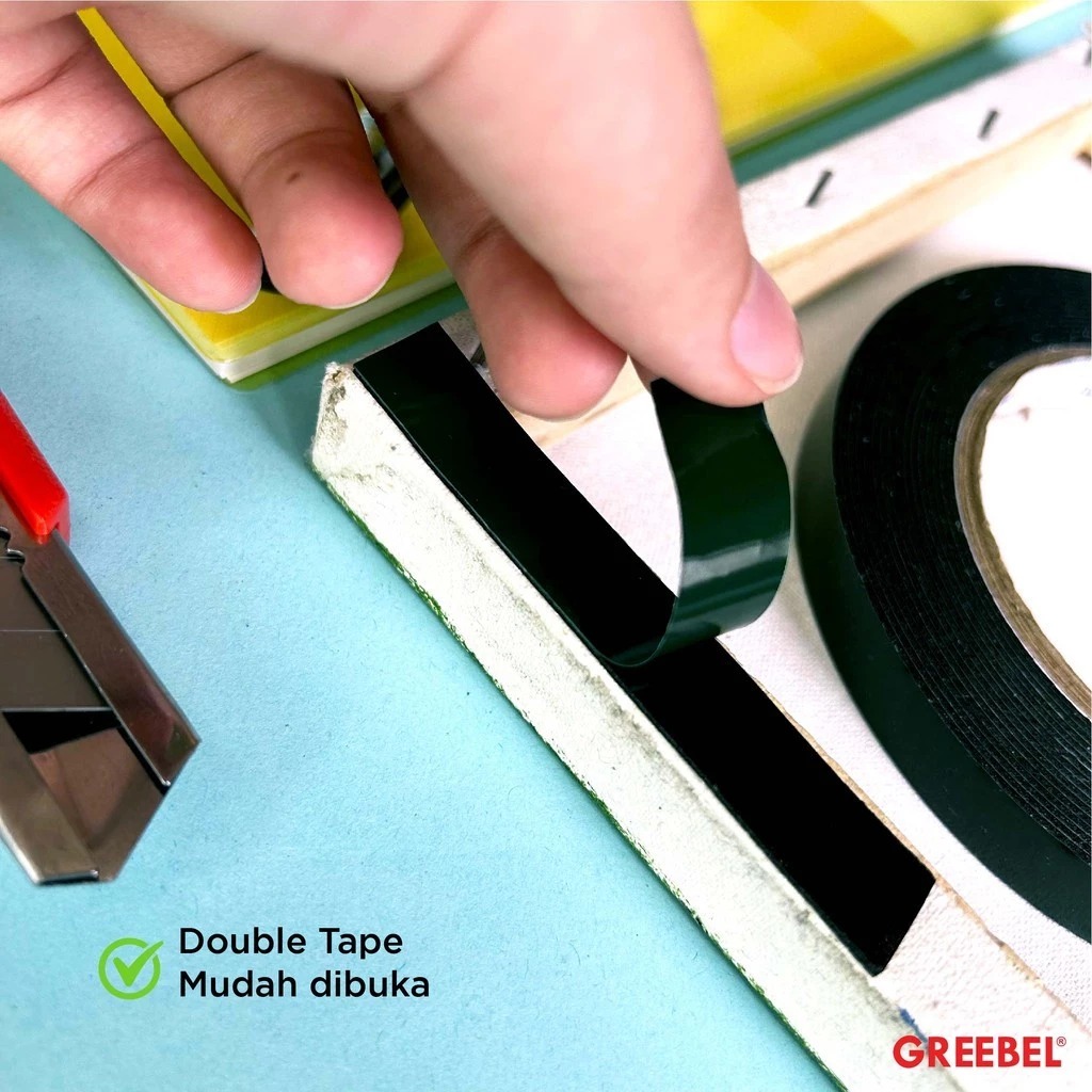 GREEBEL Foam Double Tape HIJAU (1mm x 12mm x 5m)