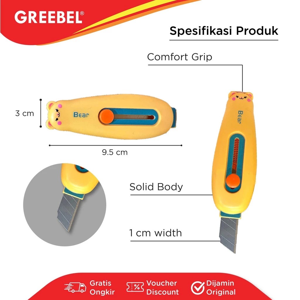 GREEBEL Cutter Mini Praktis - MC1005 (Cutter Karakter Lucu)