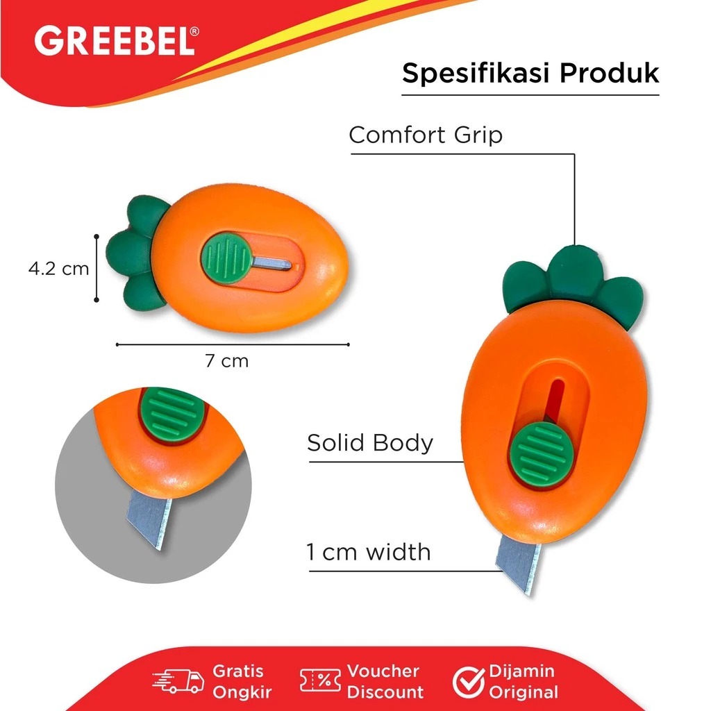 GREEBEL Cutter Mini Praktis - MC1006 (Cutter Karakter Lucu)