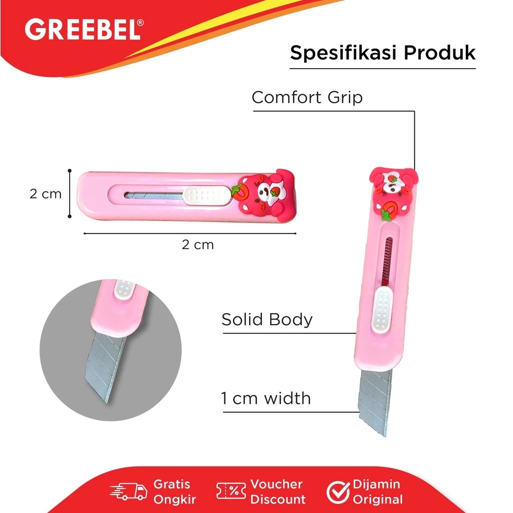 GREEBEL Cutter Mini Praktis - MC1008 (Cutter Karakter Lucu)