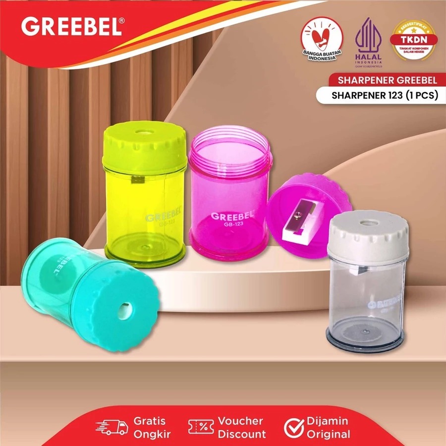 GREEBEL Pencil Sharpener - 123 Colour Box (Rautan Praktis Tajamkan Pensil)