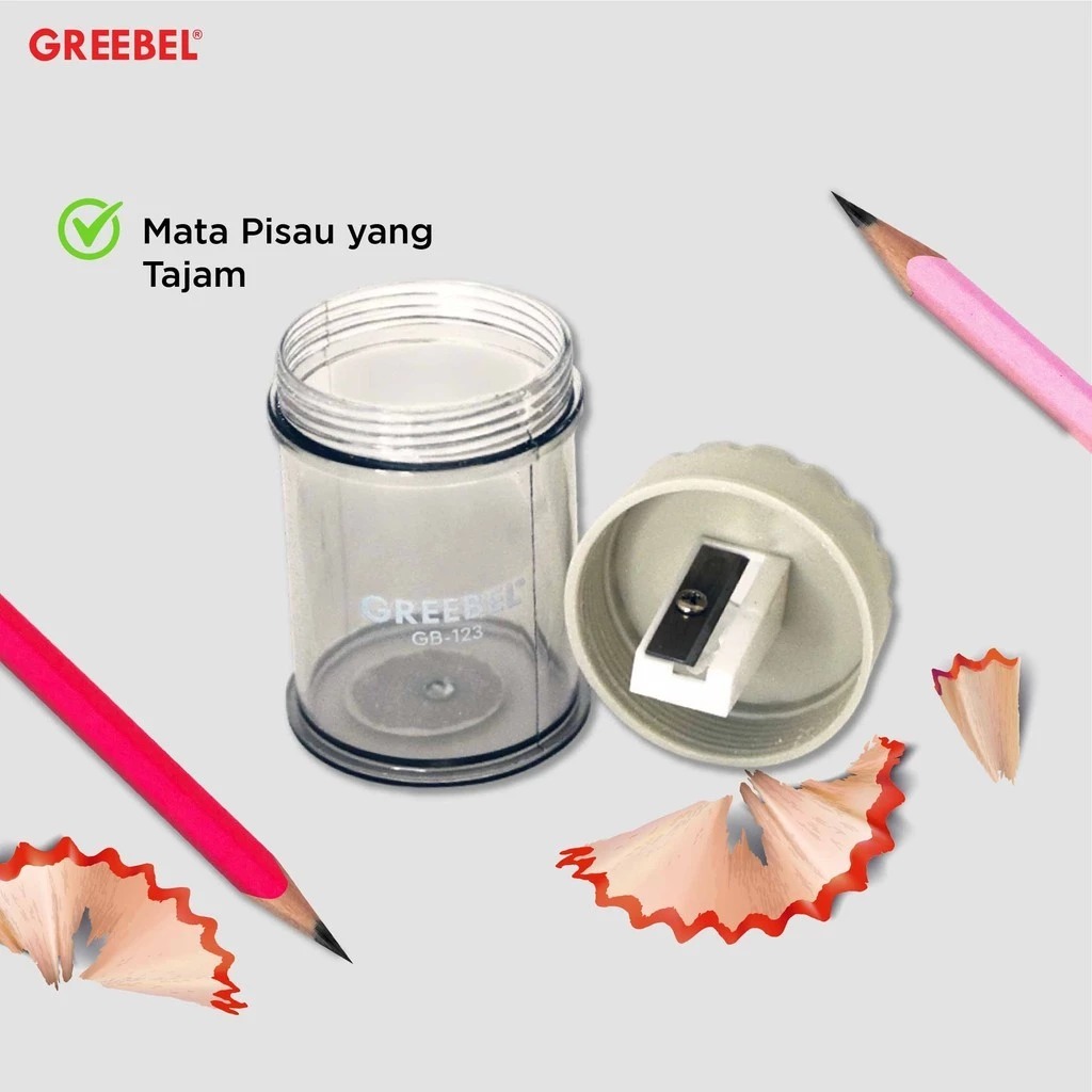 GREEBEL Pencil Sharpener - 123 Colour Box (Rautan Praktis Tajamkan Pensil)