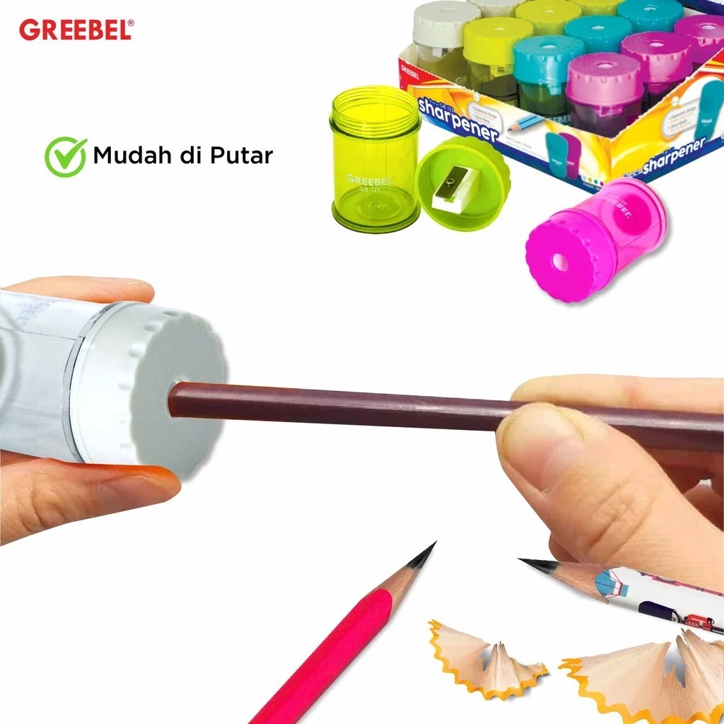 GREEBEL Pencil Sharpener - 123 Colour Box (Rautan Praktis Tajamkan Pensil)