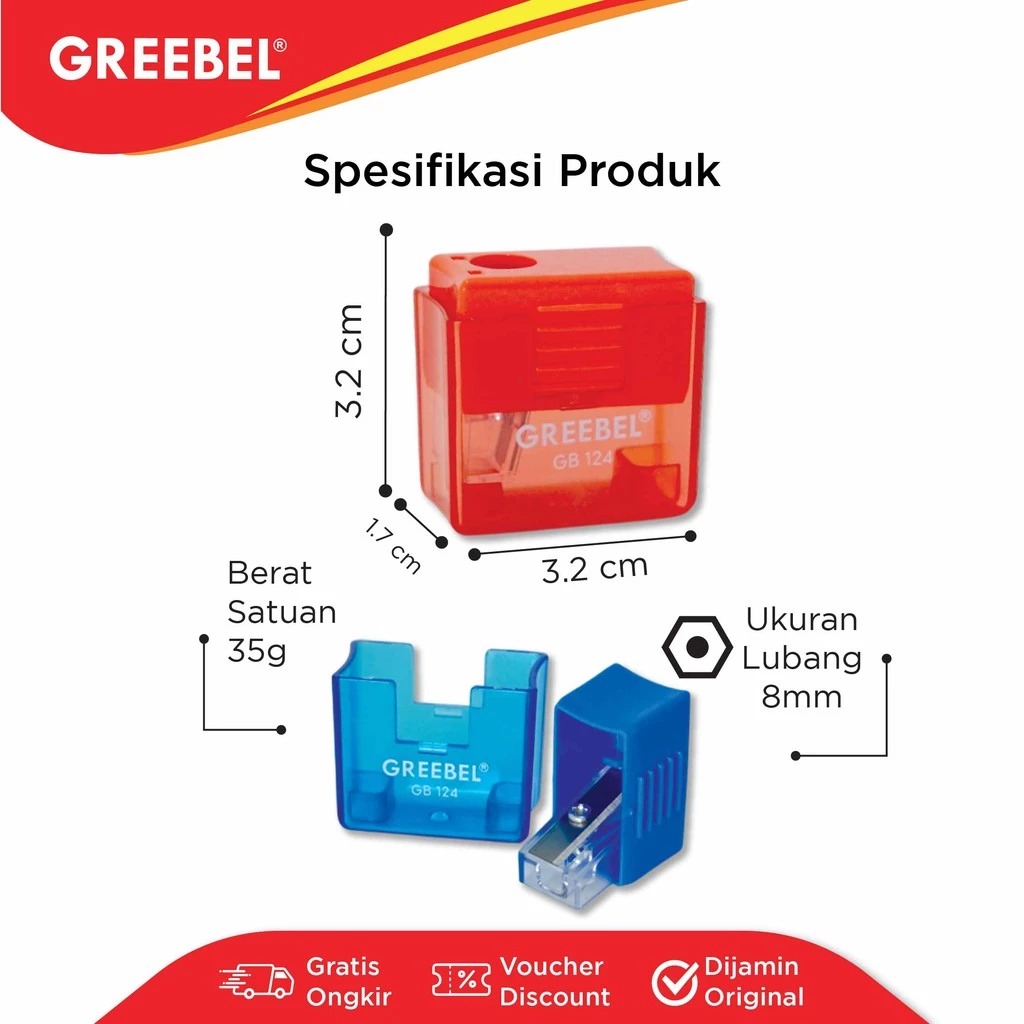 GREEBEL Pencil Sharpener - 124 Colour Box (Rautan Praktis Tajamkan Pensil)