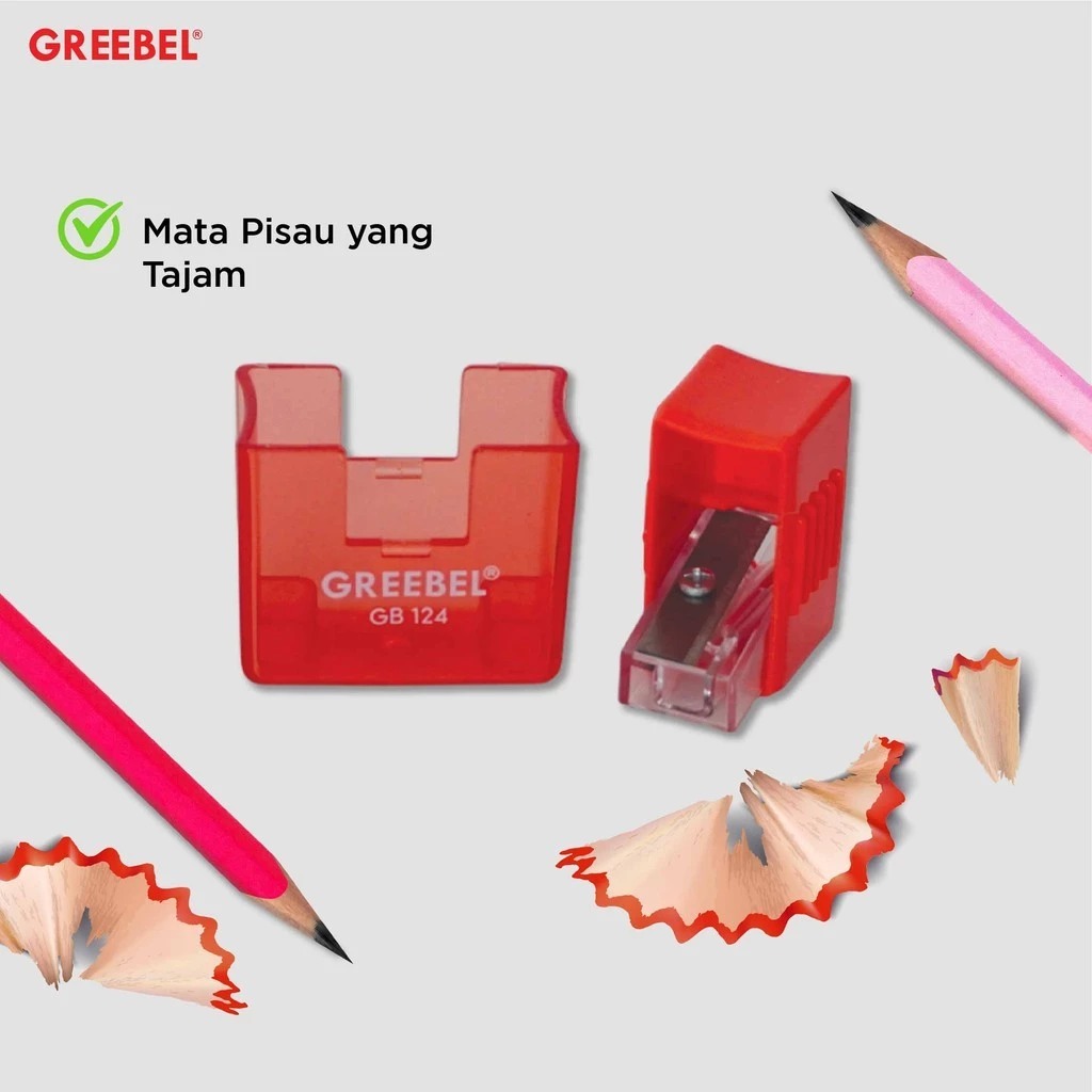 GREEBEL Pencil Sharpener - 124 Colour Box (Rautan Praktis Tajamkan Pensil)