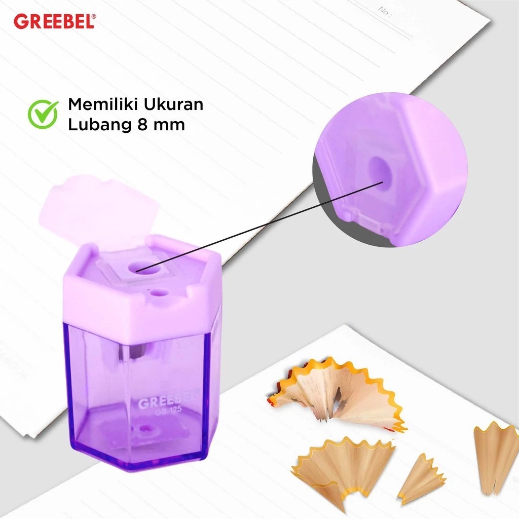 GREEBEL Pencil Sharpener - 125 Colour Box (Rautan Praktis Tajamkan Pensil)