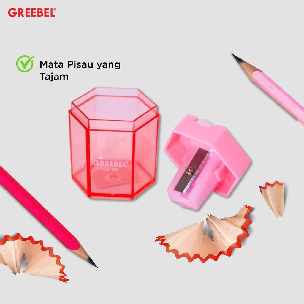 GREEBEL Pencil Sharpener - 125 Colour Box (Rautan Praktis Tajamkan Pensil)