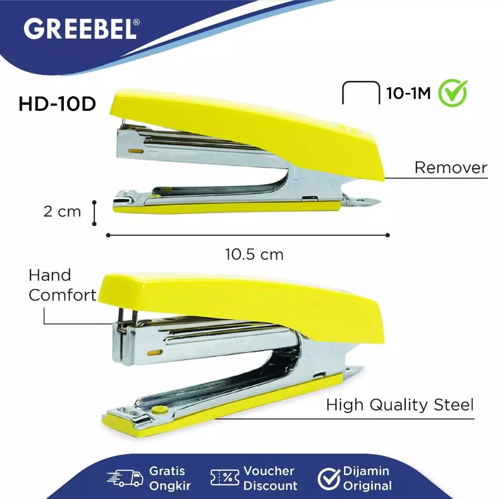 GREEBEL Stapler (Alat Penjepit Kertas Kuat & Praktis) - (HD-10D)