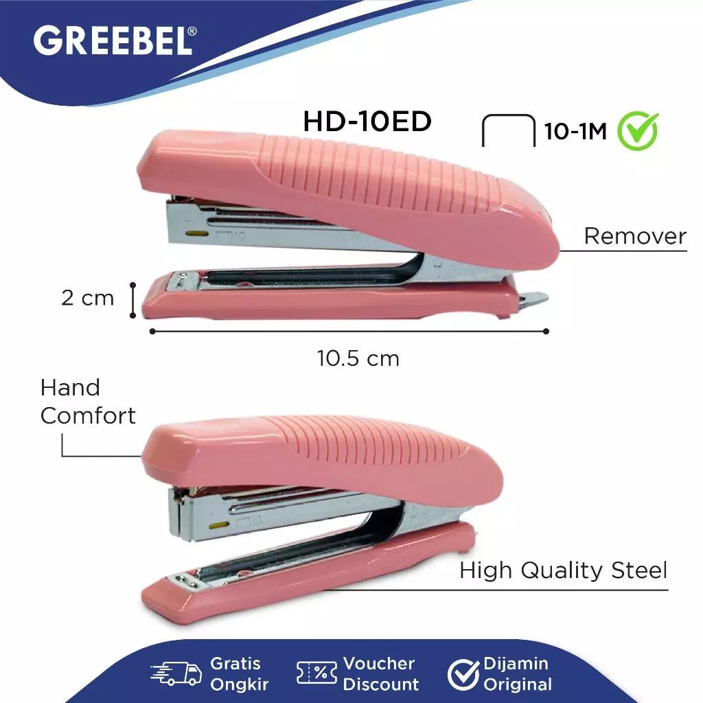 GREEBEL Stapler (Alat Penjepit Kertas Kuat & Praktis) - (HD-10ED)