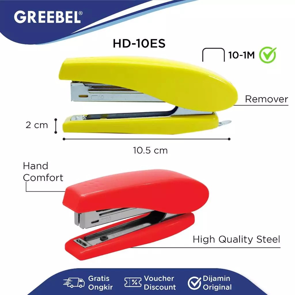 GREEBEL Stapler (Alat Penjepit Kertas Kuat & Praktis) - (HD-10ES)