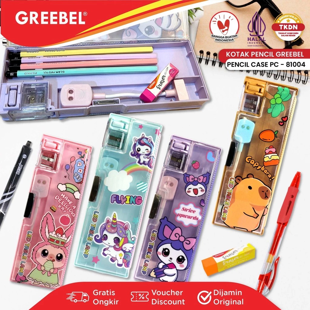 GREEBEL Magnet Pencil Case - (PC-81004) Tempat Pensil, Rautan Pensil, Lampu Belajar Mini GREEBEL Magnet Pencil Case - (PC-81004) Tempat Pensil, Rautan Pensil, Lampu Belajar Mini