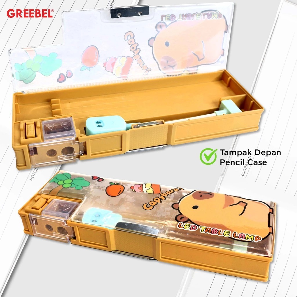 GREEBEL Magnet Pencil Case - (PC-81004) Tempat Pensil, Rautan Pensil, Lampu Belajar Mini