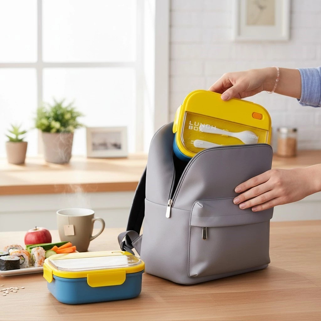 Lunch Box 2 Sekat 1200ml + Free Sendok Garpu - HIJAU (JB002)