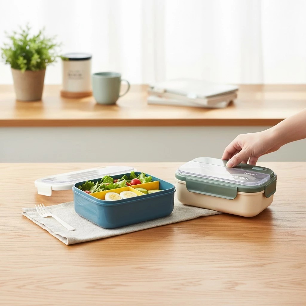 Lunch Box 2 Sekat 1200ml + Free Sendok Garpu - ORANGE (JB002)