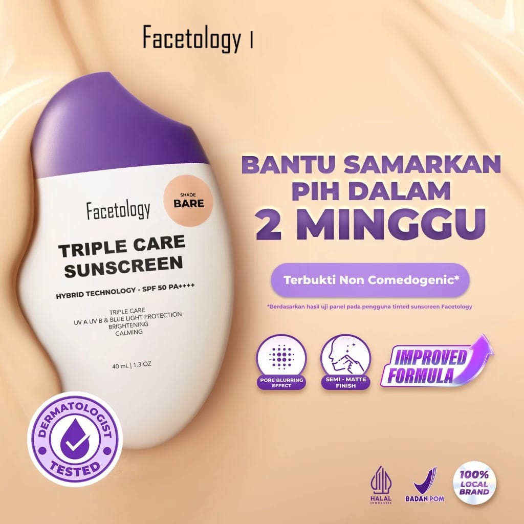 Facetology Triple Care Tinted Sunscreen SPF50 PA++++ 40ml - BARE