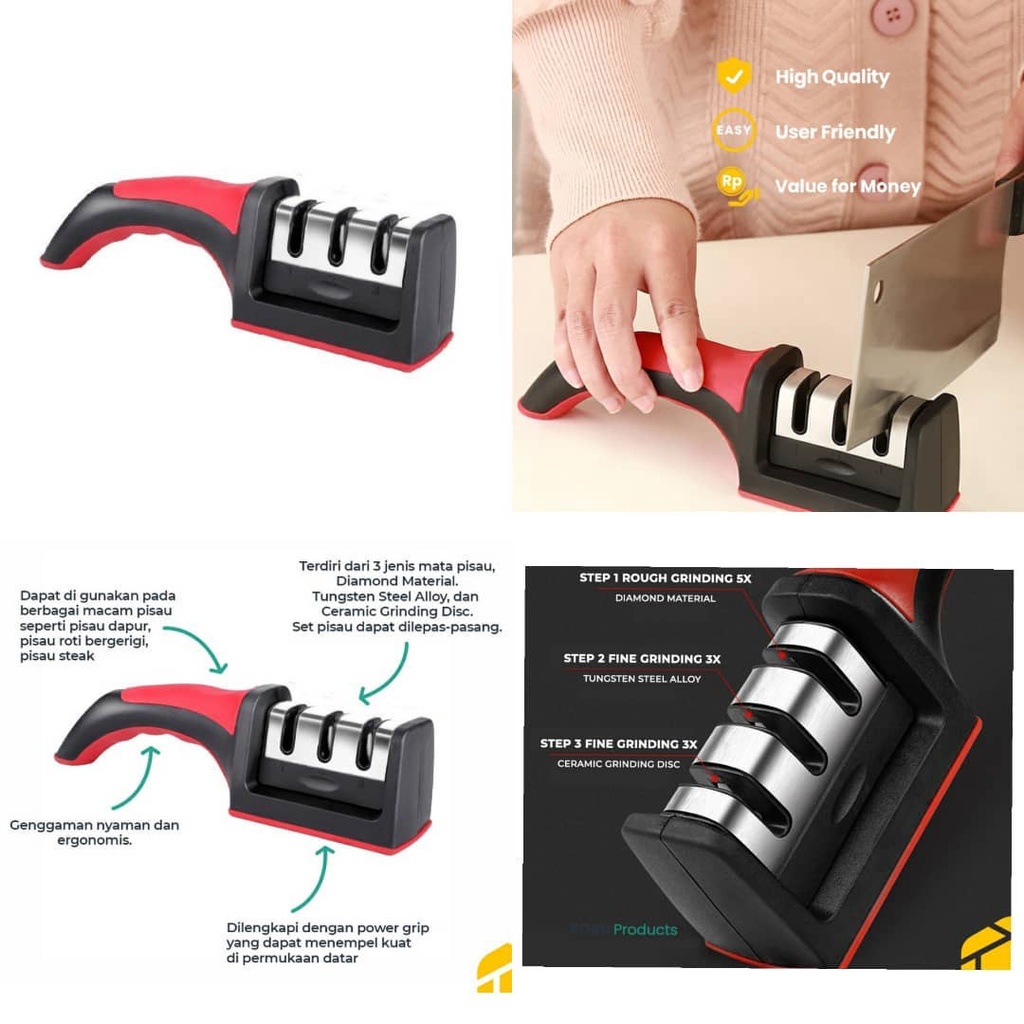 Knife Sharpener 3 Slot - Pengasah Pisau model Stik