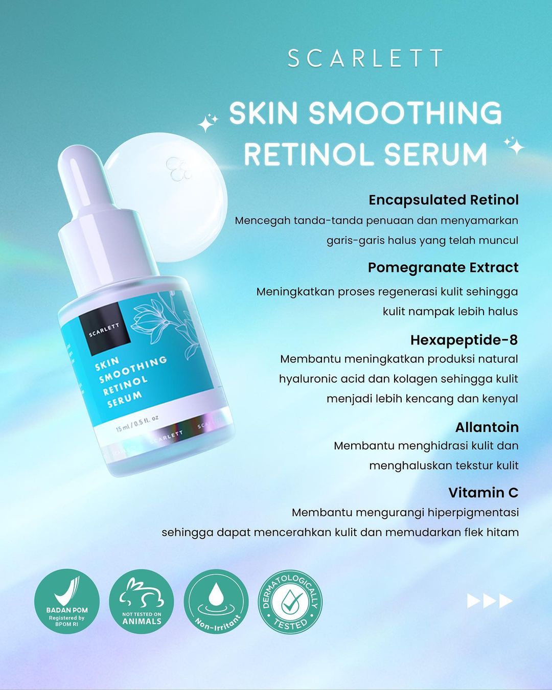 SCARLETT Face Serum 15ml - Skin Smoothing Retinol Serum