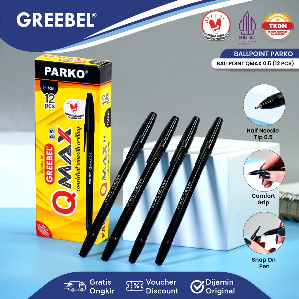 (PAKET ISI 12) PARKO Ballpoint 0.5mm - QMAX