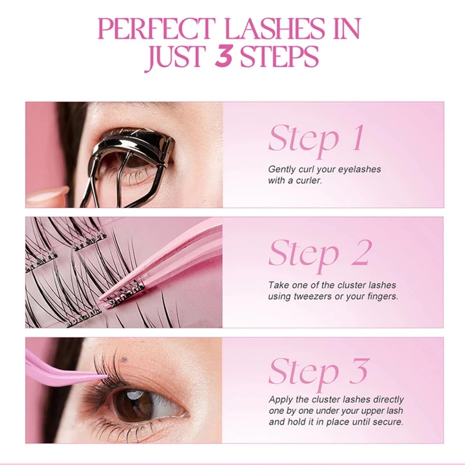 Glam Fix Wink Era Poppin Glue-Free Cluster Eyelashes - 17 Barbie Crush (Isi 36pcs - Barbie Collection)