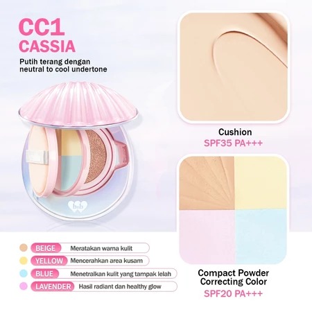 BNB Barenbliss Bloomvegan Better Me 2in1 - CC1 Cassia (Cushion SPF35 PA+++ 8gr & Powder SPF20 PA+++ 4gr)