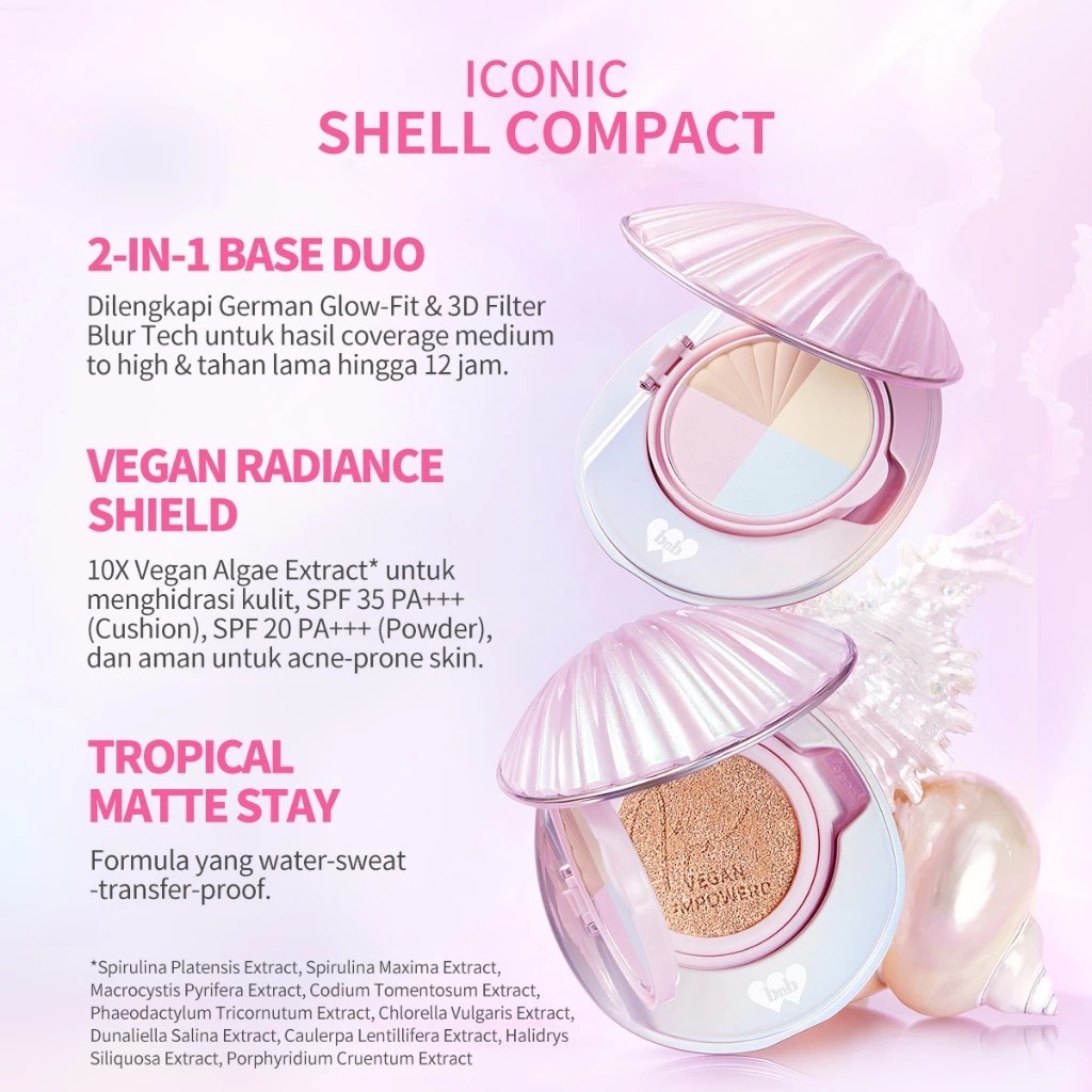 BNB Barenbliss Bloomvegan Better Me 2in1 - MW1 Gardenia (Cushion SPF35 PA+++ 8gr & Powder SPF20 PA+++ 4gr)