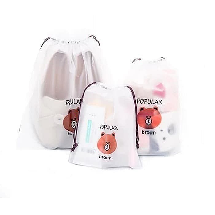 Tas Serut Transparan Travel Pouch - LARGE 20x30cm