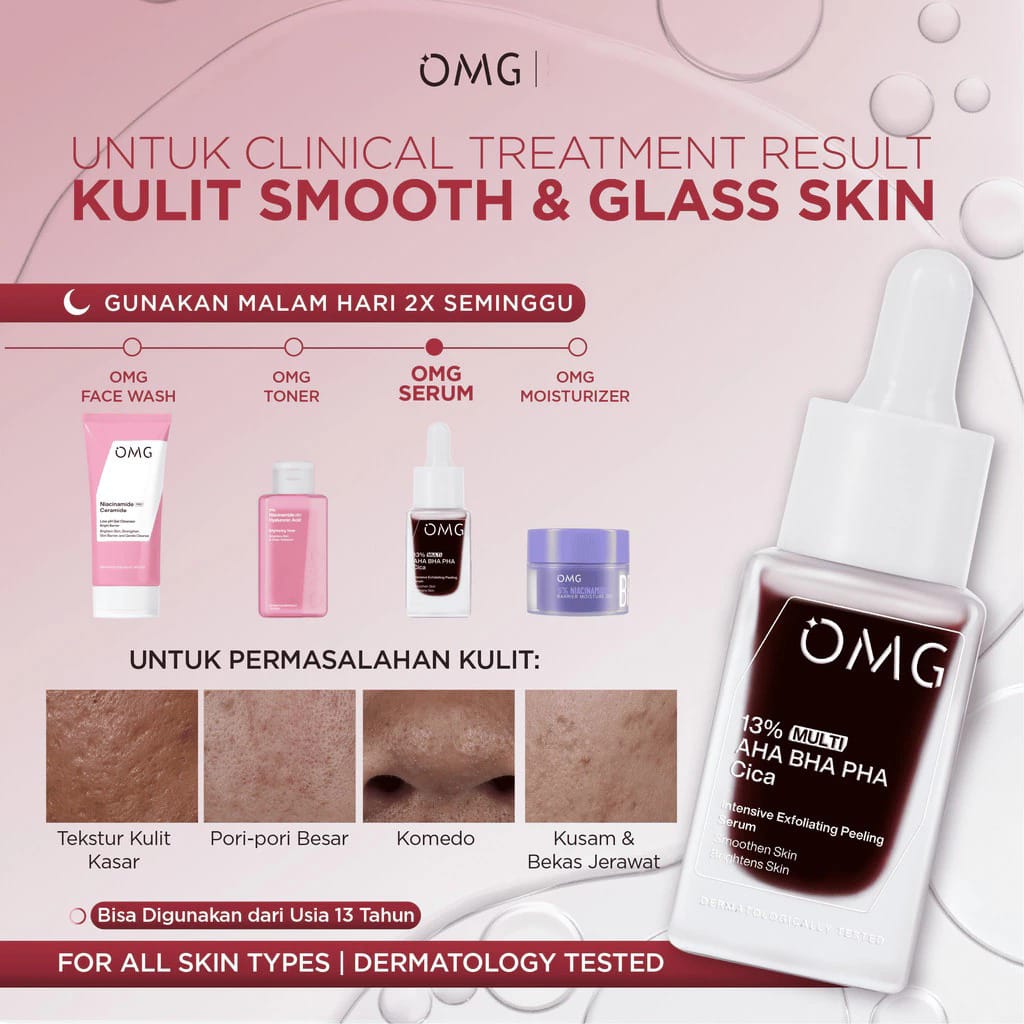 Oh My Glow Serum 17ml - 13% Multi AHA BHA PHA Intensive Exfoliating Peeling Serum (OMG)