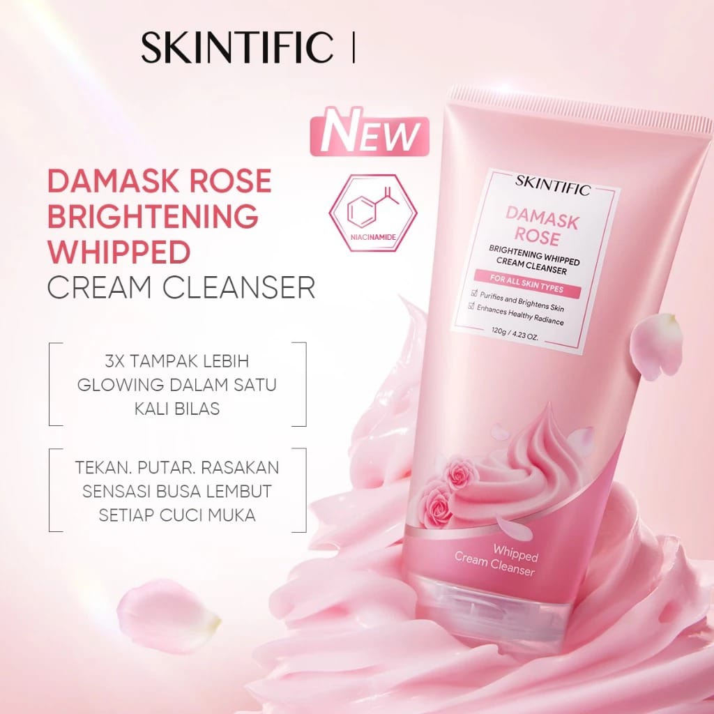 Skintific Damask Rose Brightening Whipped Cream Cleanser 120gr