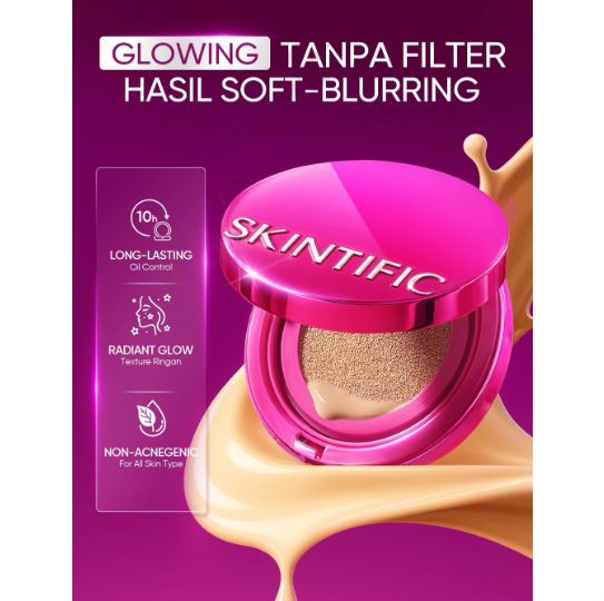 Skintific Cover Glow Perfect Pink Cushion 11gr  - 02 Ivory (with Special Edition Keychain)