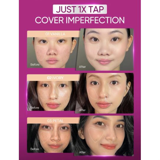 Skintific Cover Glow Perfect Pink Cushion 11gr  - 02 Ivory (with Special Edition Keychain)