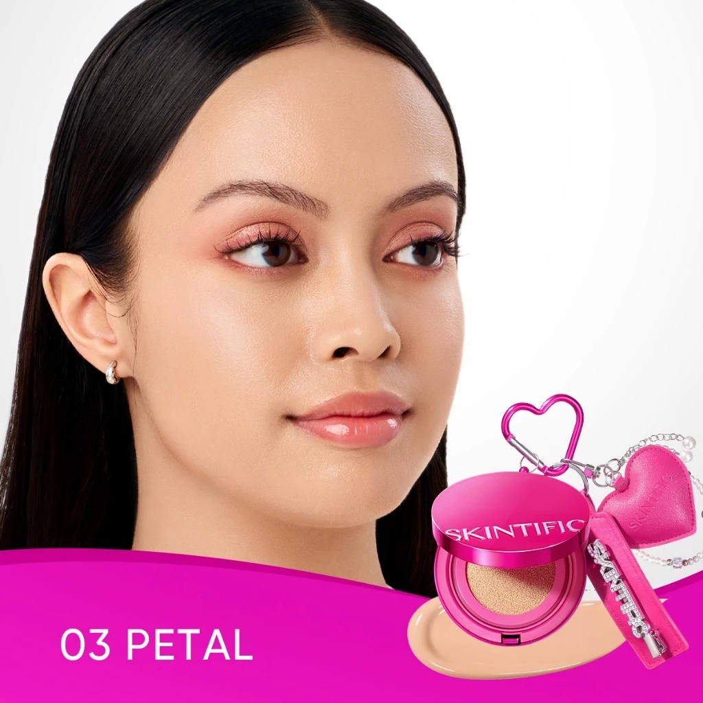 Skintific Cover Glow Perfect Pink Cushion 11gr  - 03 Petal (with Special Edition Keychain)