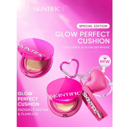 Skintific Cover Glow Perfect Pink Cushion 11gr  - 04 Beige (with Special Edition Keychain)