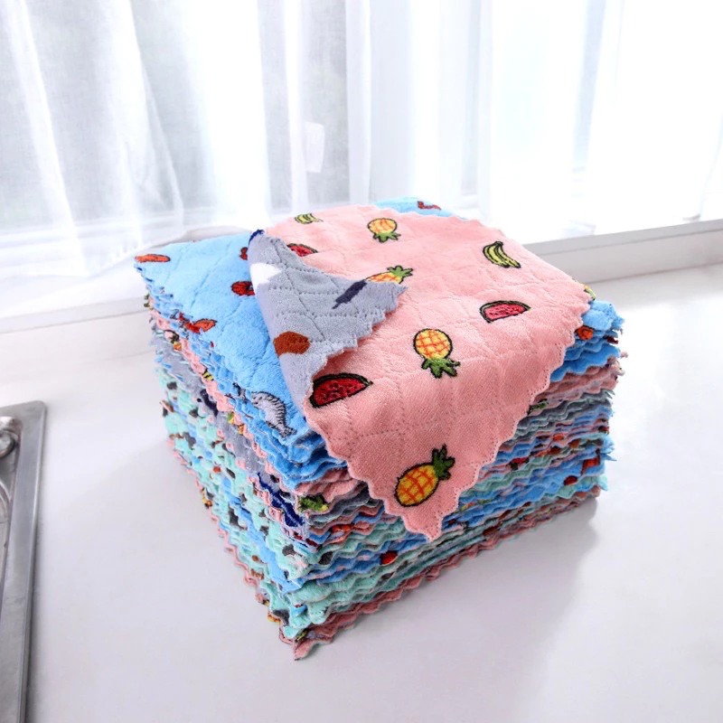 (ISI 5) Kain Lap Dapur Anti Minyak Motif Karakter 2 Sisi (25x25cm)